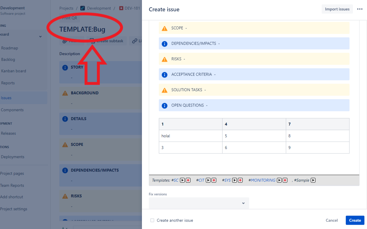 Description & Comment Templates for Jira截图4