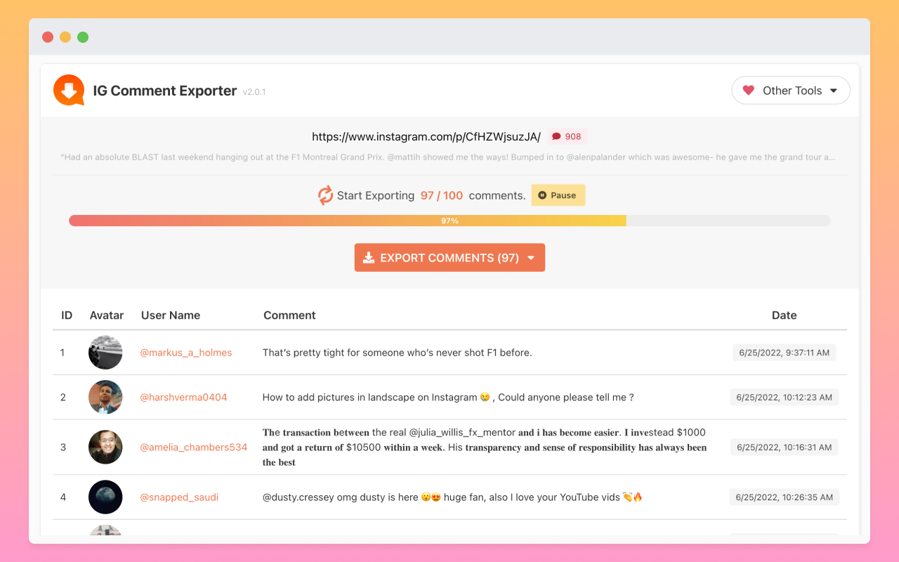 Comments Exporter截图1