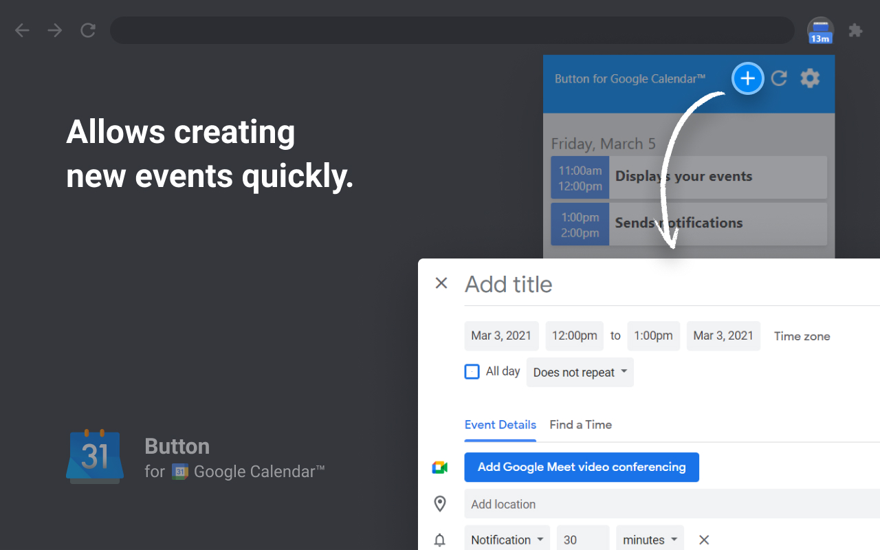 Button for Google Calendar截图1