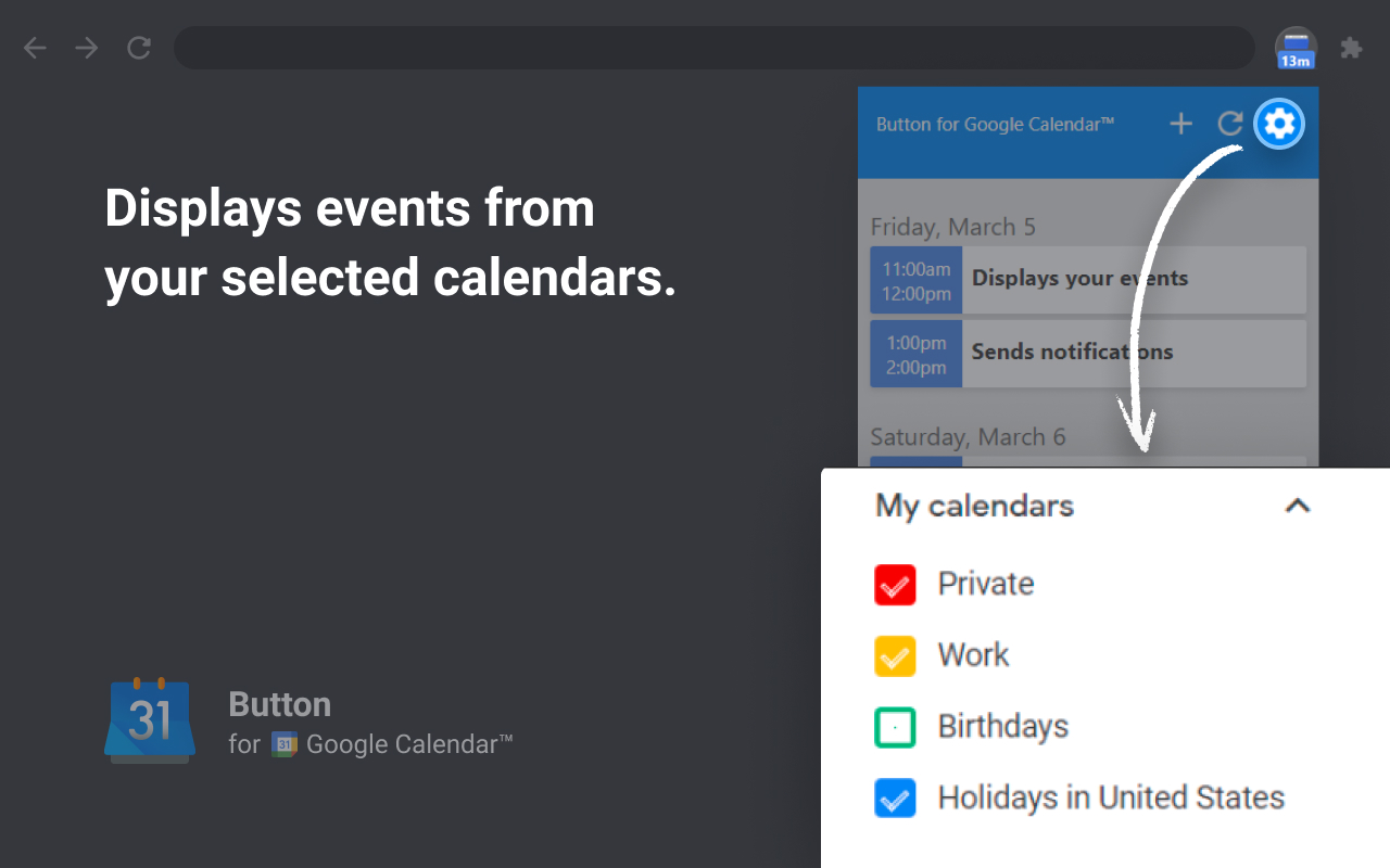 Button for Google Calendar截图2