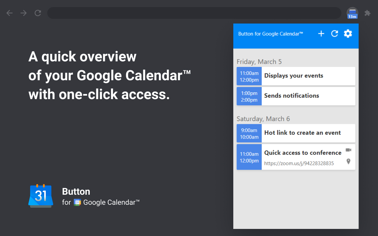 Button for Google Calendar截图3