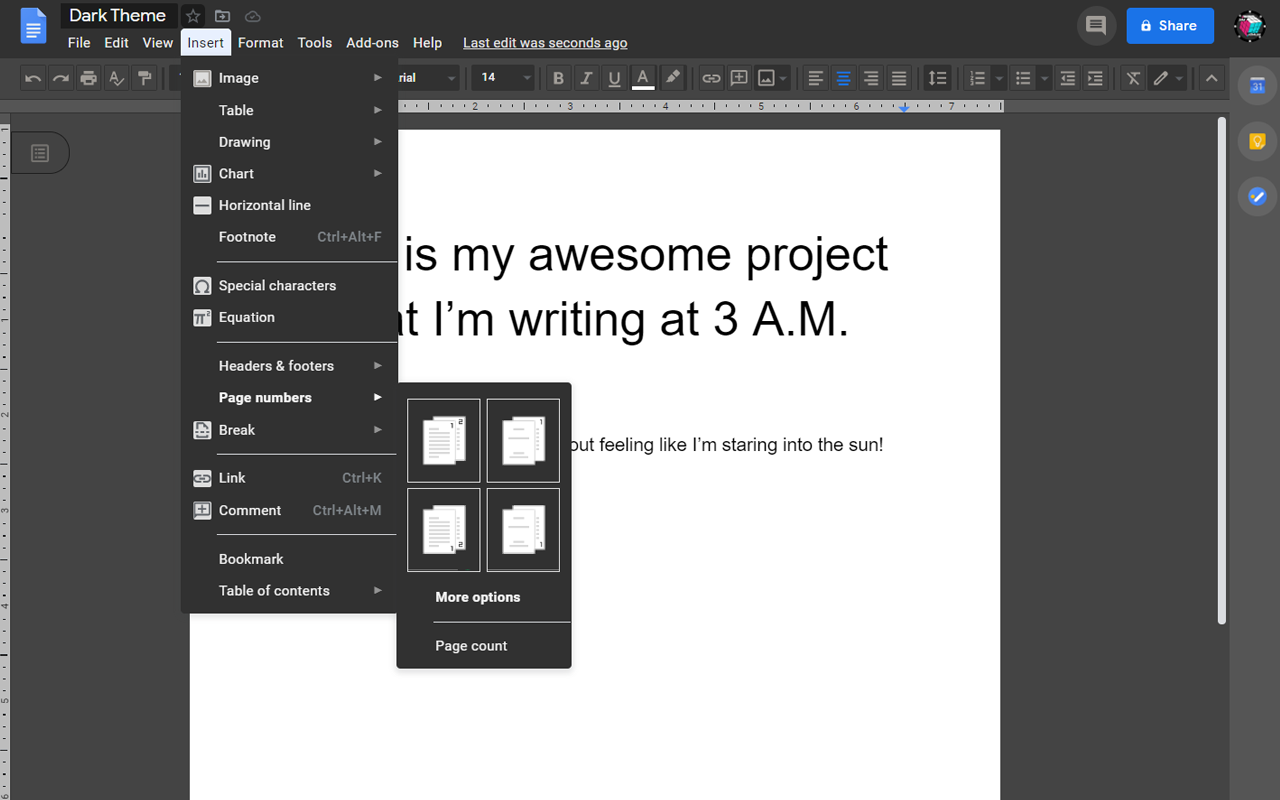 Google Docs Dark Mode截图2