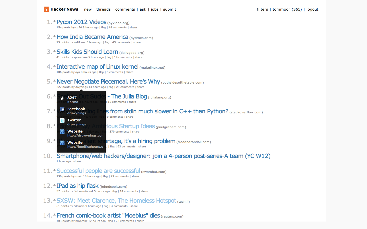 HackerNew截图1