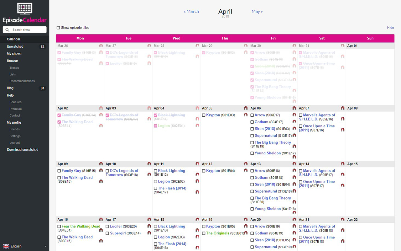Torrent Links for Episode Calendar截图3