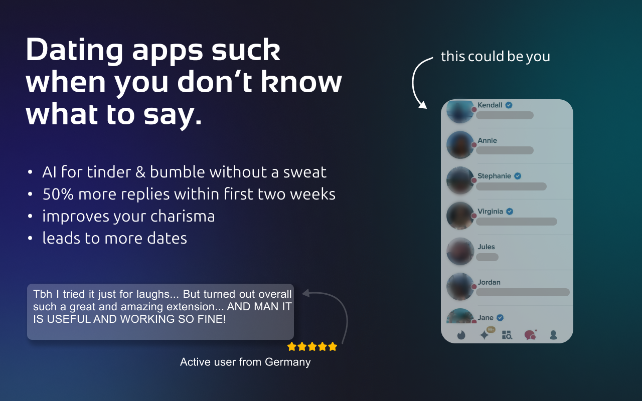 ChatGPT for Tinder & Bumble - get more dates截图3