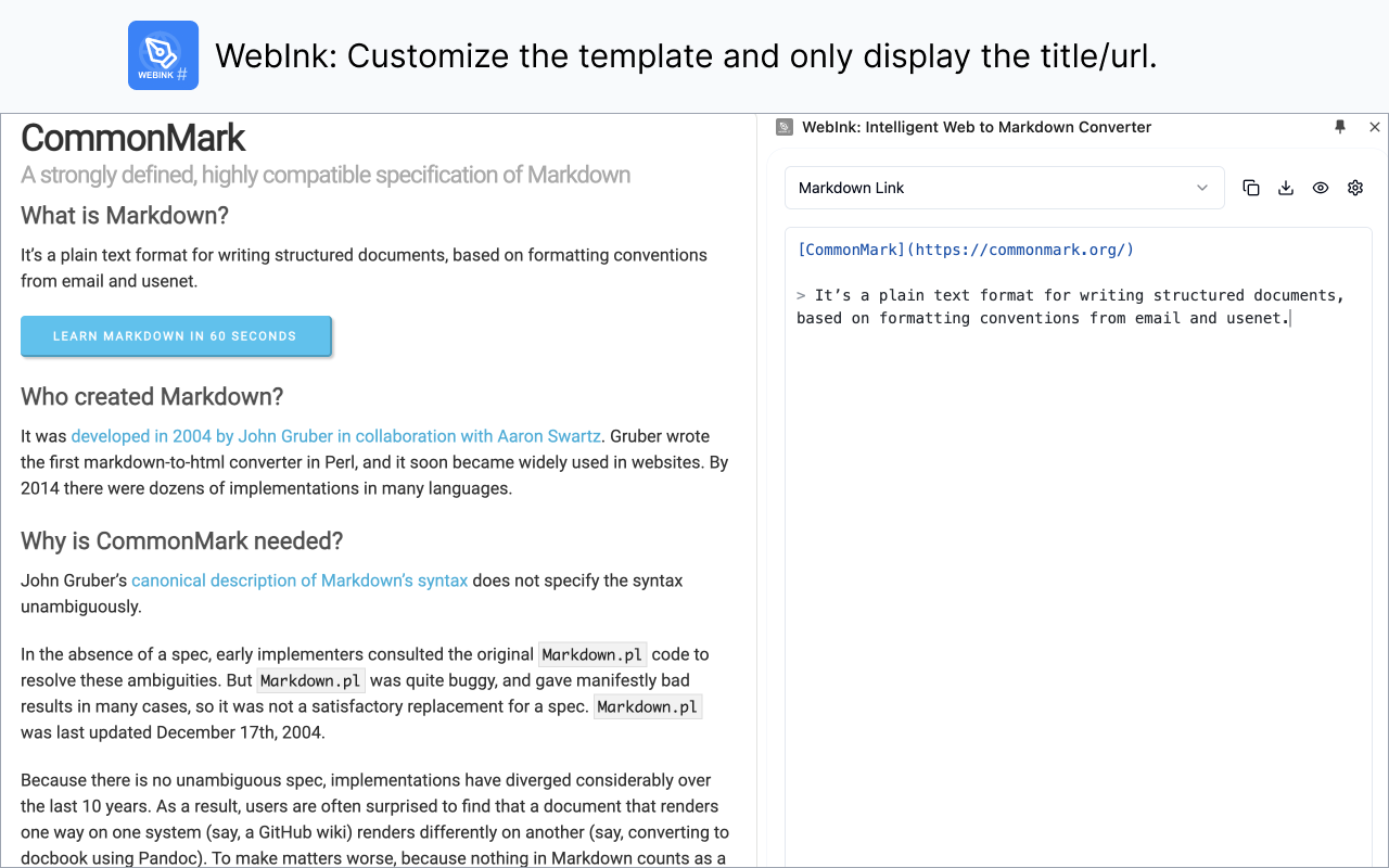 WebInk: 智能网页转Markdown工具截图1