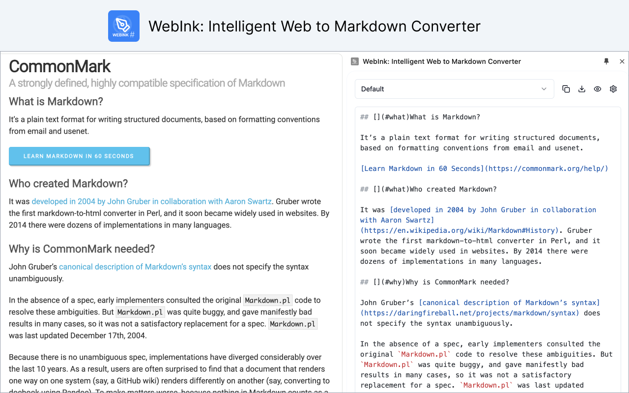 WebInk: 智能网页转Markdown工具截图2