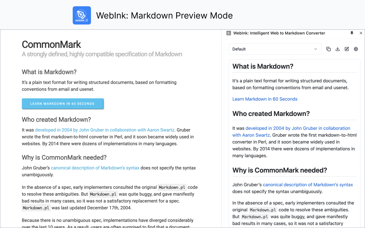 WebInk: 智能网页转Markdown工具截图3