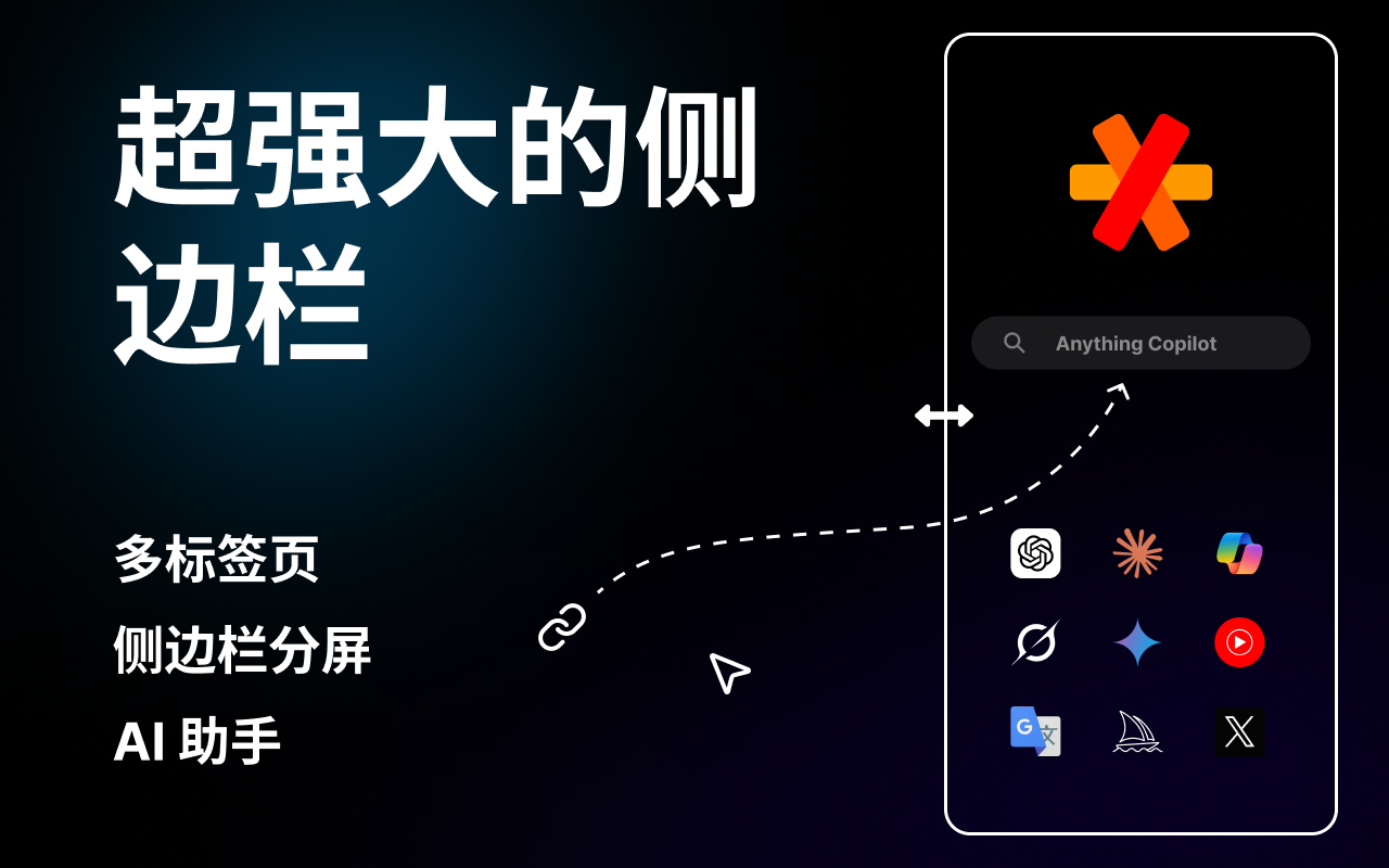 Anything Copilot: ChatGPT,DeepSeek,Gemini,翻译,AI聊天,多标签页侧边栏,分屏,书签截图2
