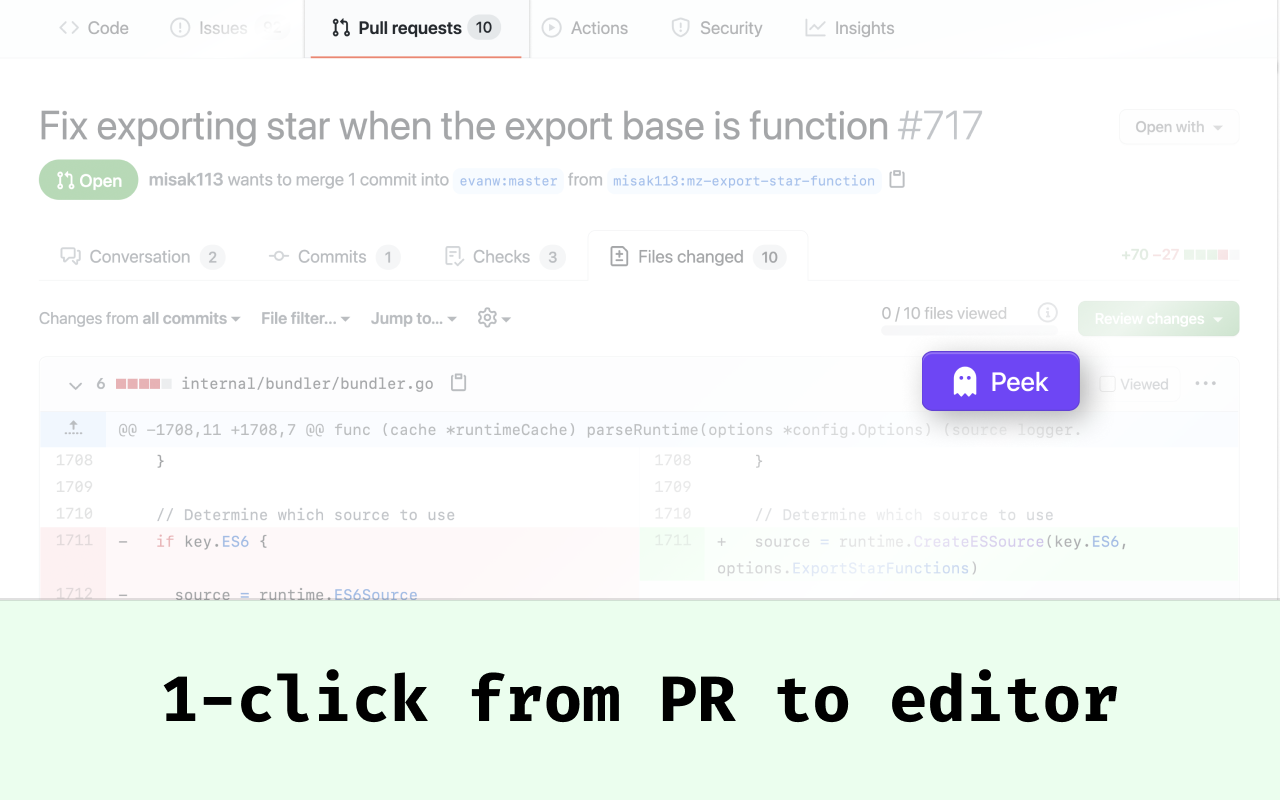 peek – GitHub to local editor in 1 click截图1