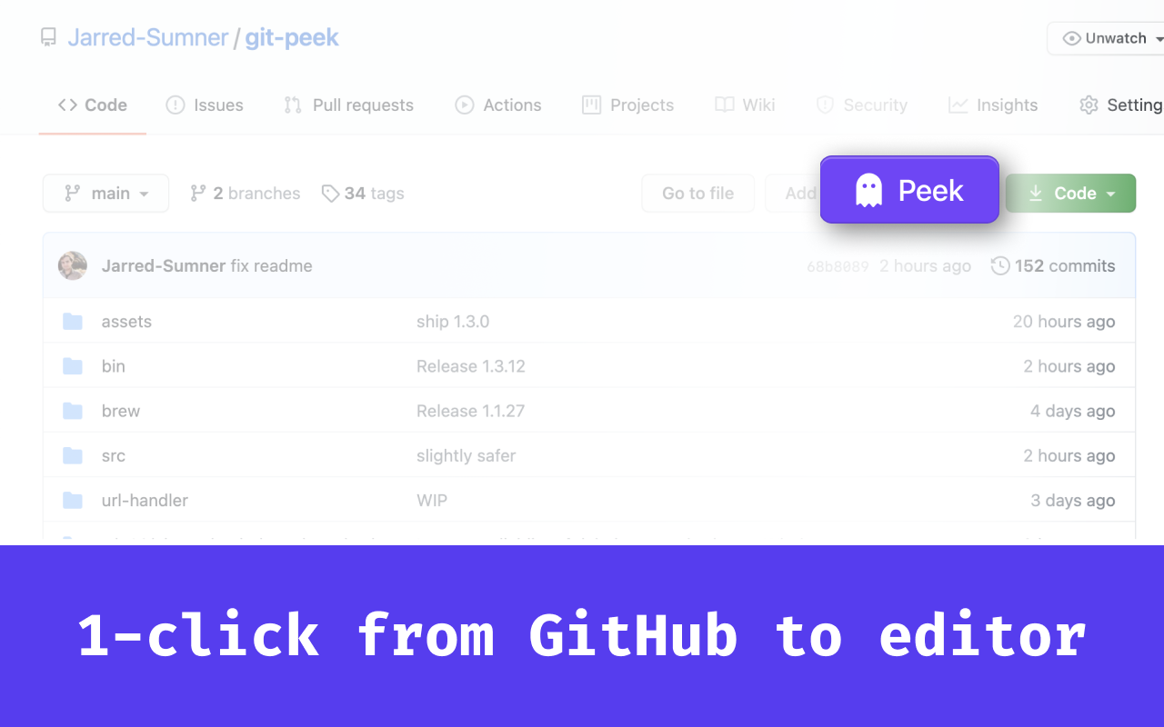 peek – GitHub to local editor in 1 click截图3
