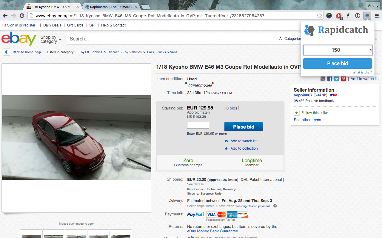 Rapidcatch eBay auction sniper截图1
