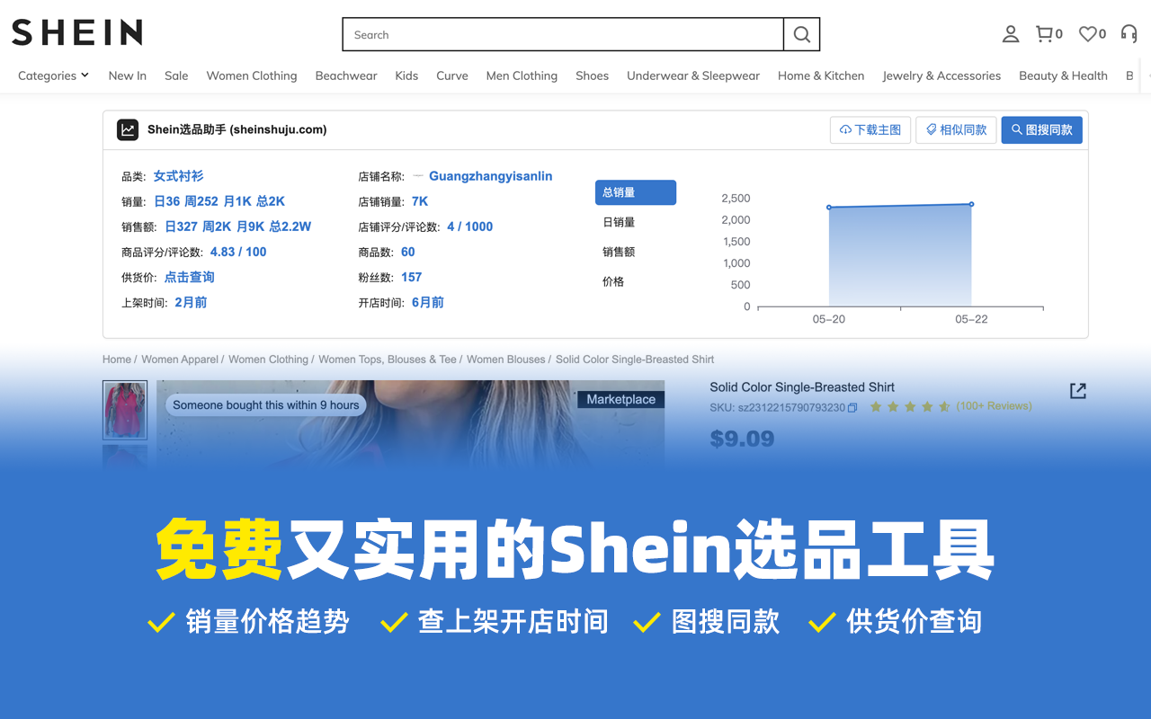 Shein选品助手 - 免费希音选品与数据分析截图2