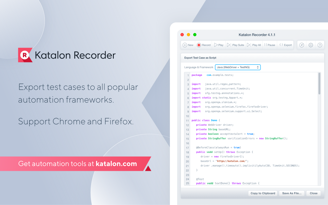 Katalon Recorder (Selenium tests generator)截图2