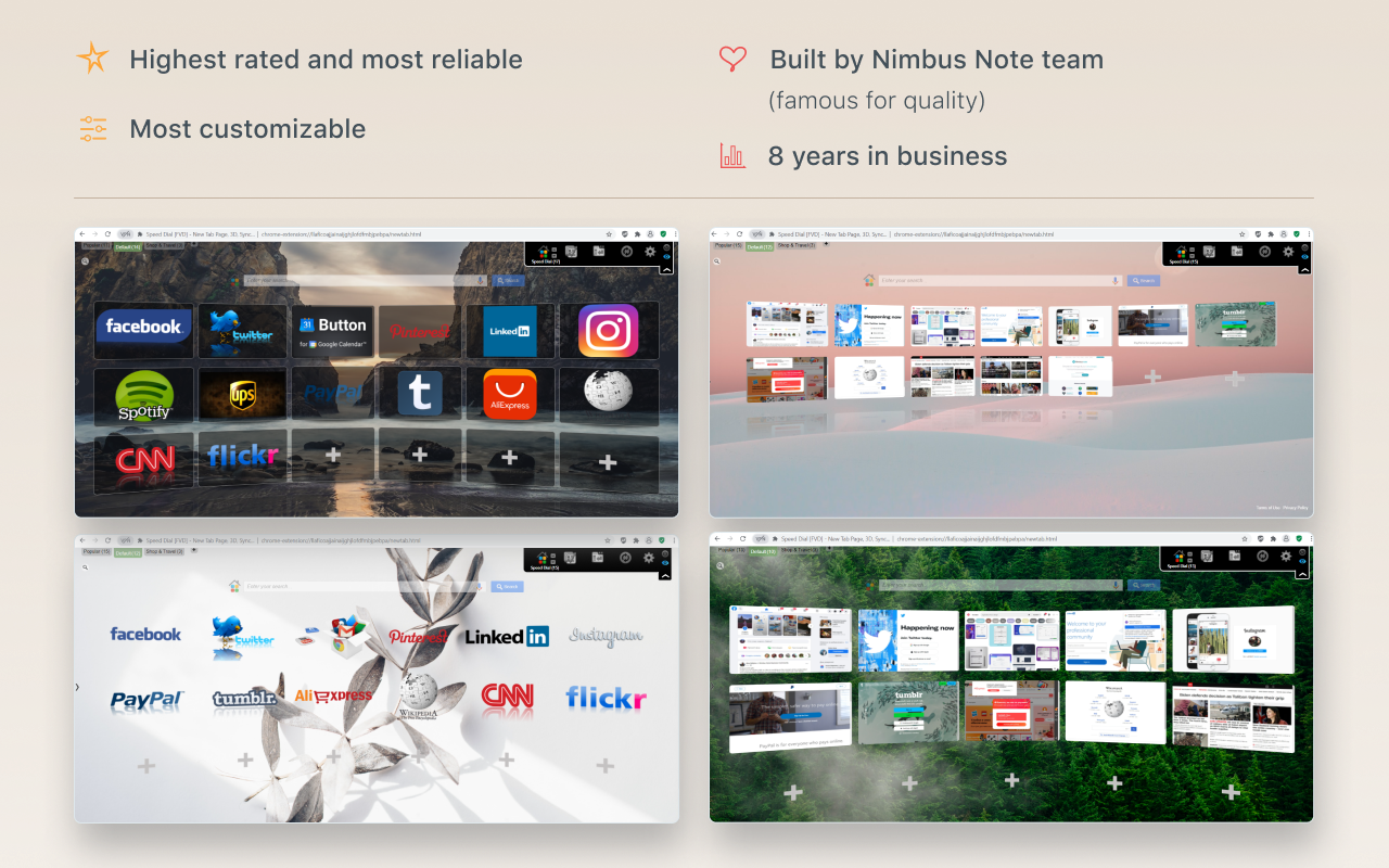 Speed Dial [FVD] - New Tab Page, 3D, Sync...截图3