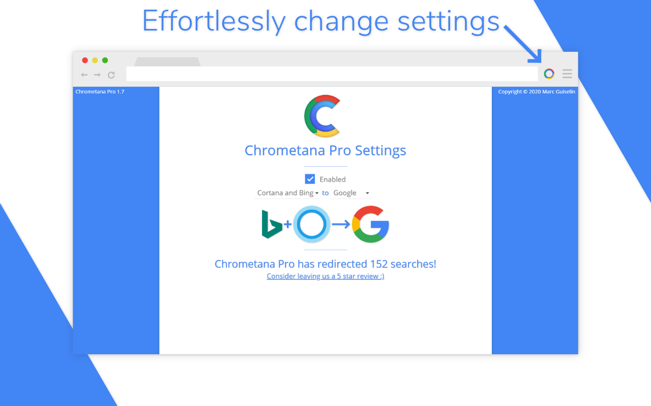 Chrometana Pro - Redirect Cortana and Bing截图2