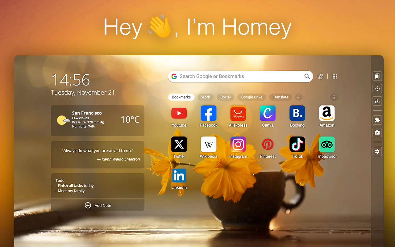 Homey: Productivity New Tab截图3