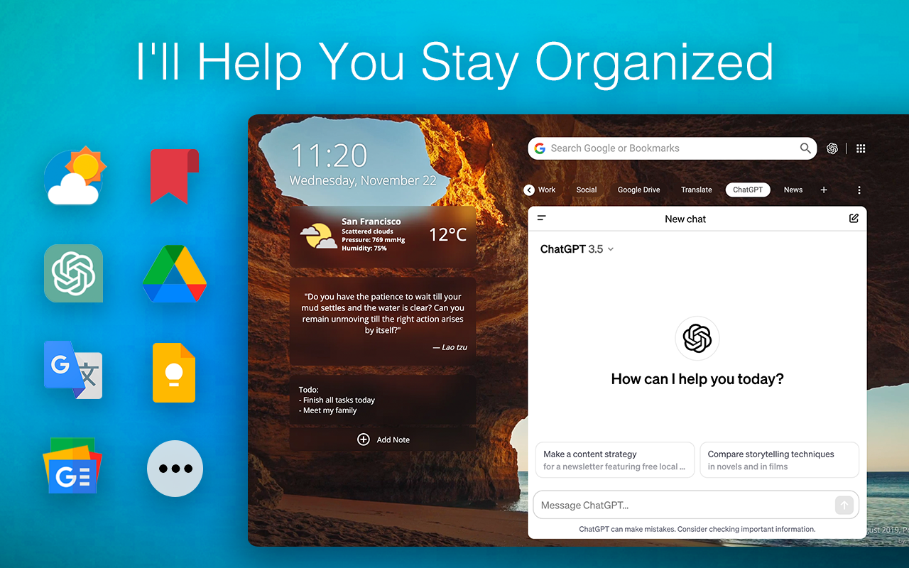 Homey: Productivity New Tab截图4