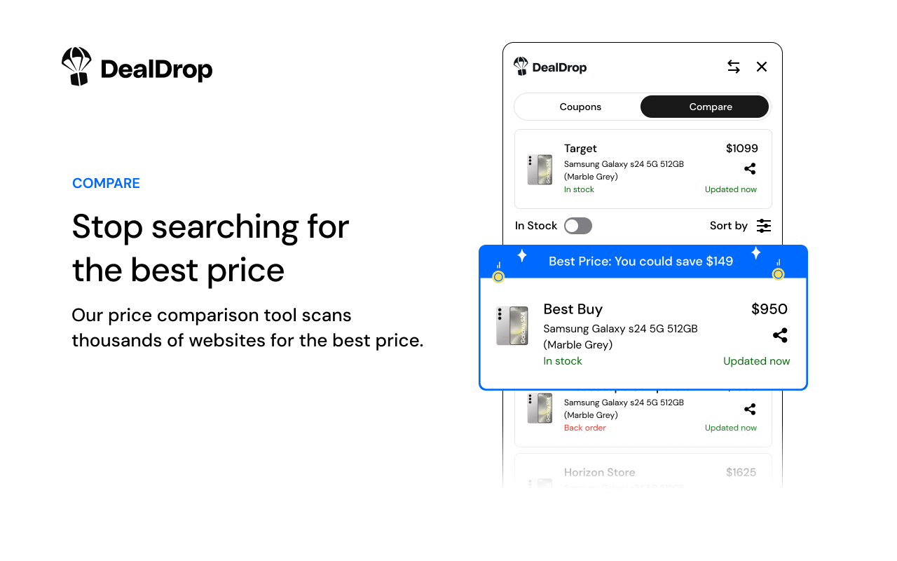 DealDrop: Automatic Coupons & Price Comparison截图1