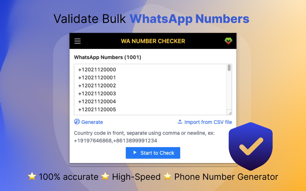 WA 号码检查器 - 检查、过滤和验证 WhatsApp 号码截图1