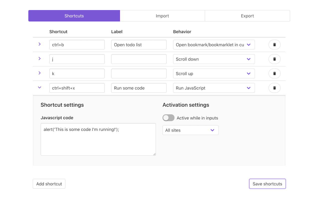 Shortkeys (Custom Keyboard Shortcuts)截图3