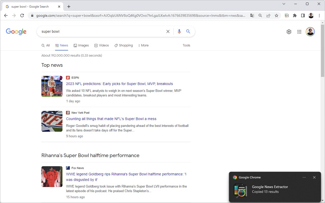 Google News Extractor by searchanalyzer截图1