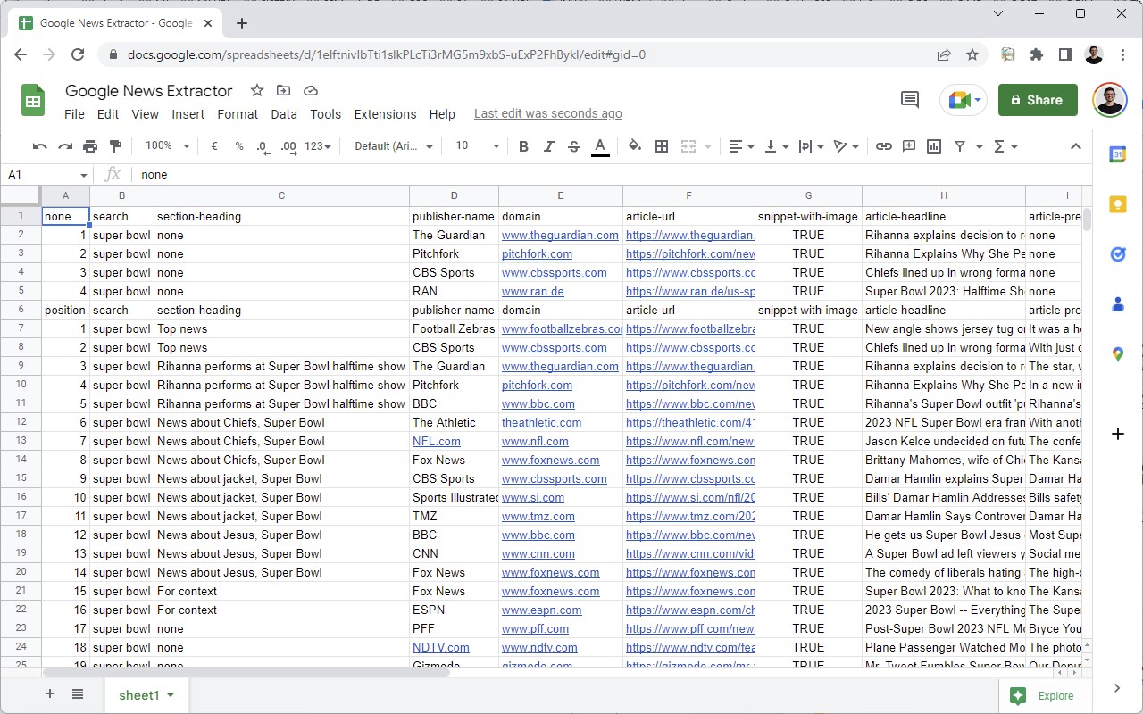 Google News Extractor by searchanalyzer截图2