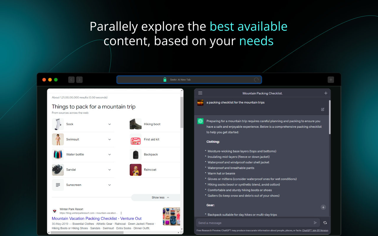 Seekr: AI-powered New Tab with Bard & ChatGPT截图5