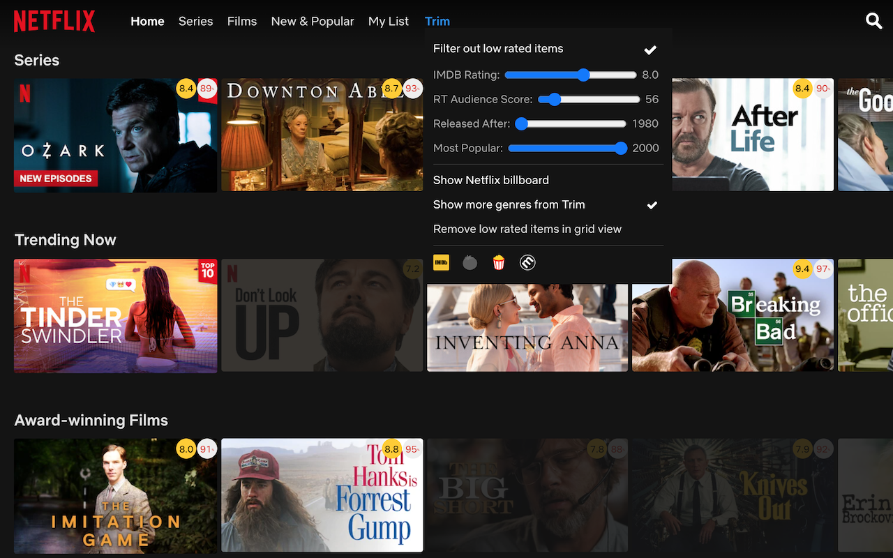 Trim: IMDB Ratings on Netflix and Prime Video截图5