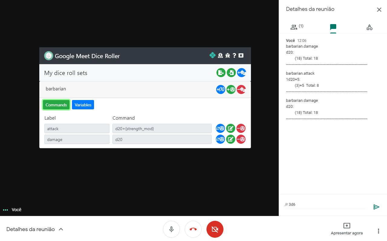 Google Meet Dice Roller截图1