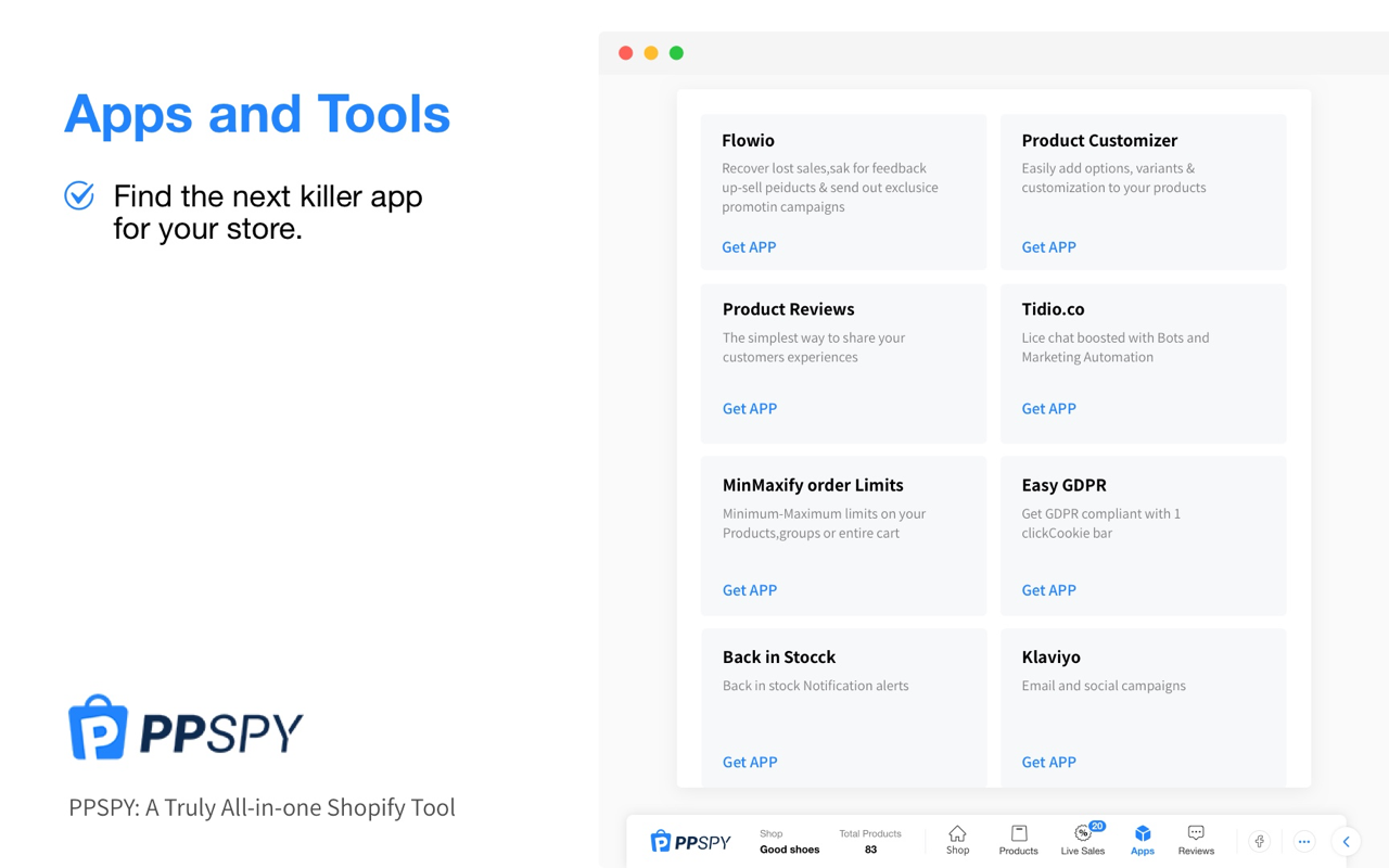 PPSPY-#1 Shopify analytics & dropship tool截图1