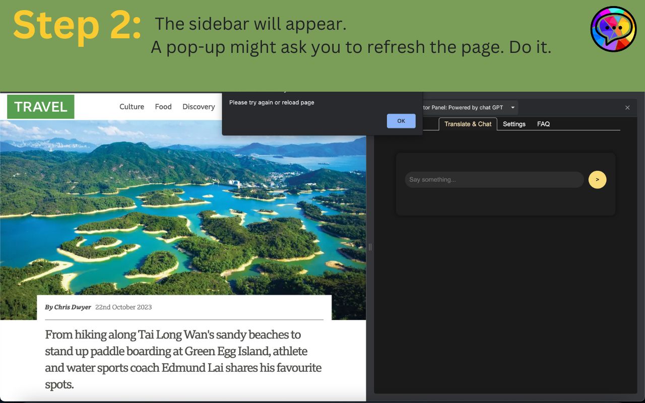 Free Translator Panel: Powered by chat GPT截图1