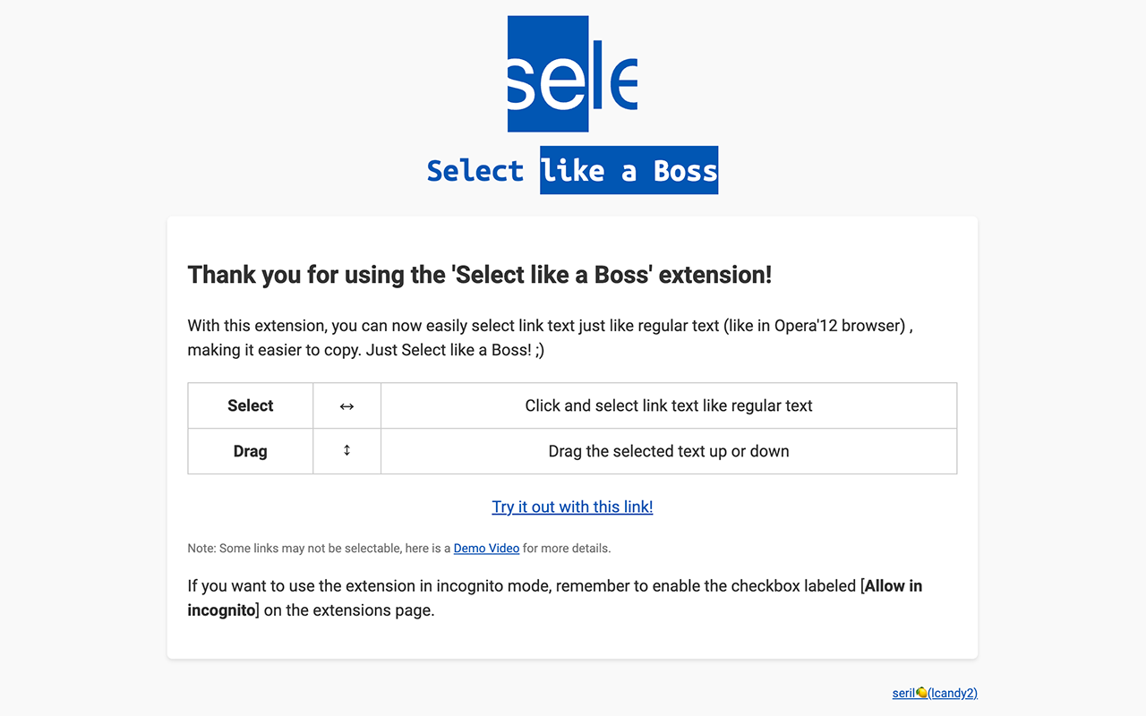 Select like a Boss - Select all kinds of text by dragging ↔截图2