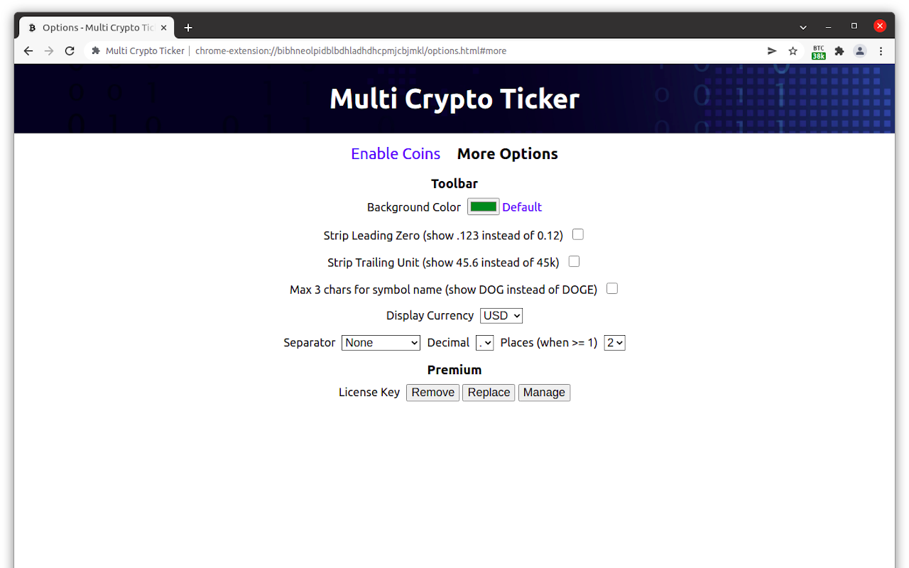 Multi Crypto Ticker - Toolbar price monitor截图1