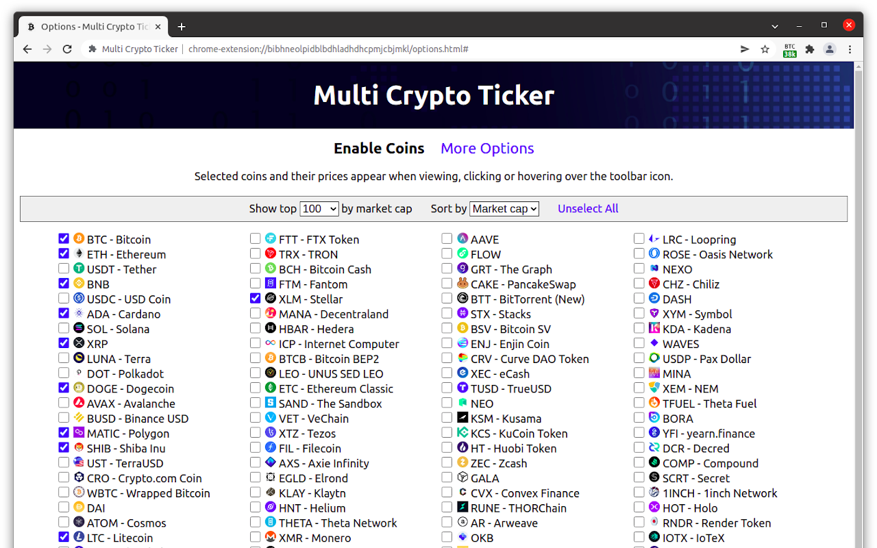 Multi Crypto Ticker - Toolbar price monitor截图3