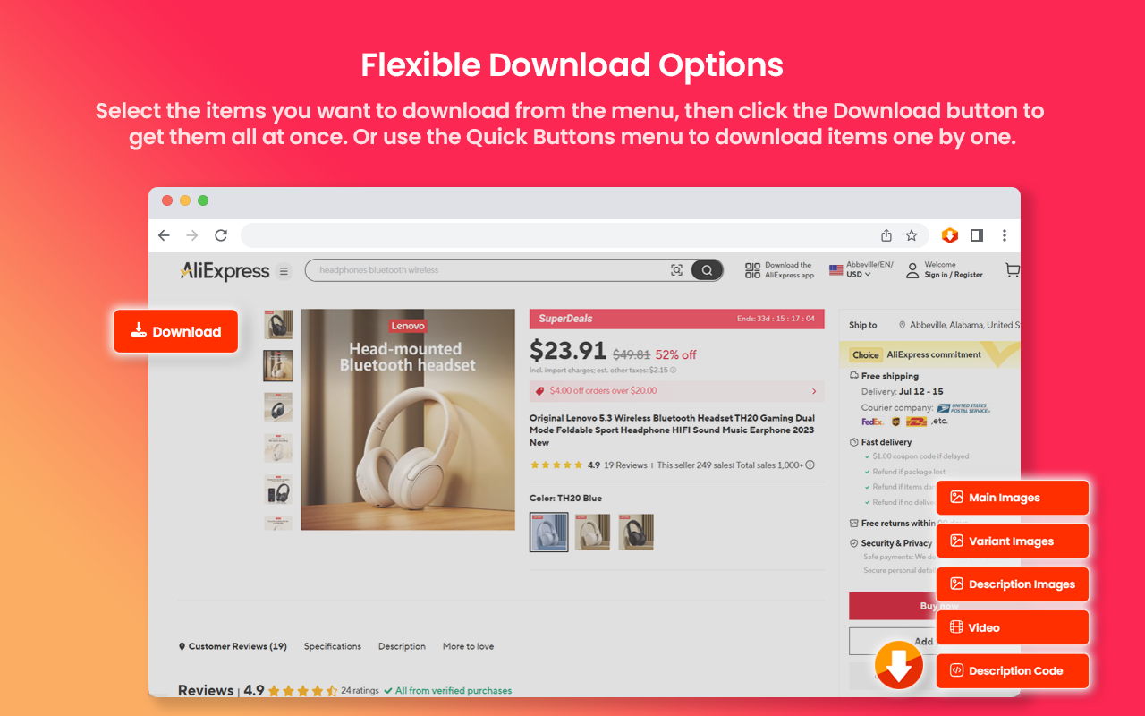Aliexpress product image donwloader & video downloader - Aidorem Ai inpaint截图1