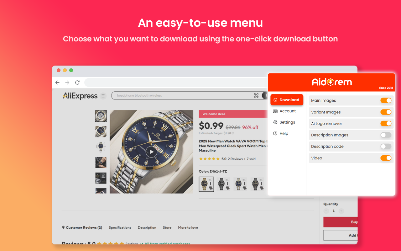Aliexpress product image donwloader & video downloader - Aidorem Ai inpaint截图5