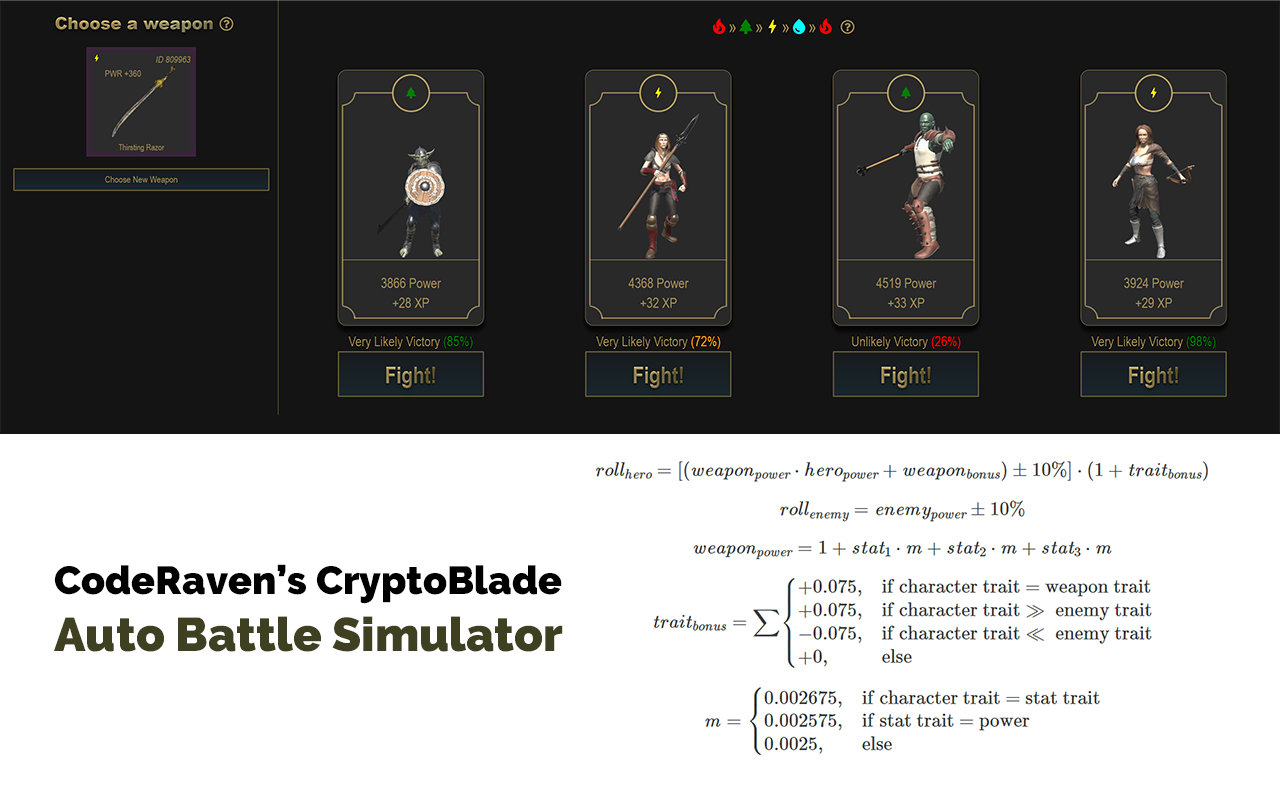 CodeRaven's CryptoBlade Battle Simulator截图1