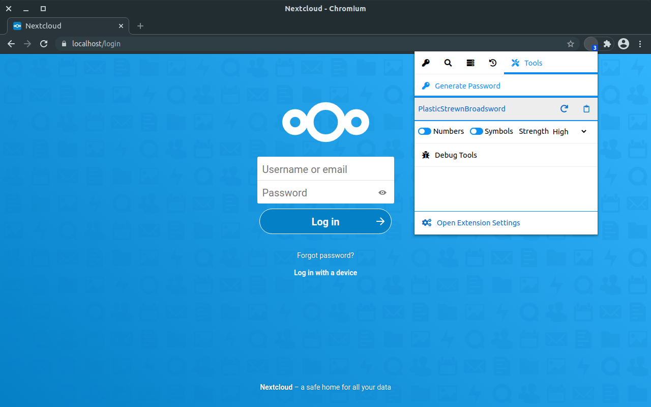 Nextcloud 密码的浏览器扩展截图1