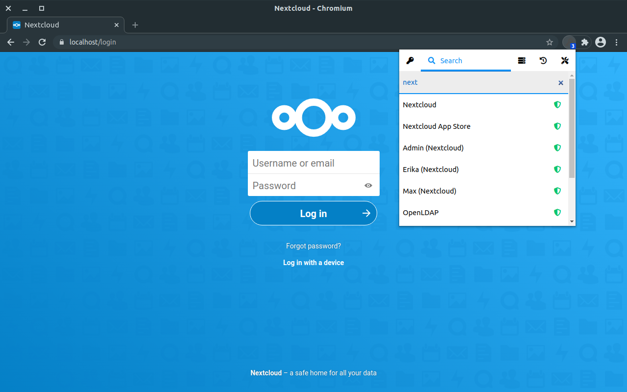 Nextcloud 密码的浏览器扩展截图3