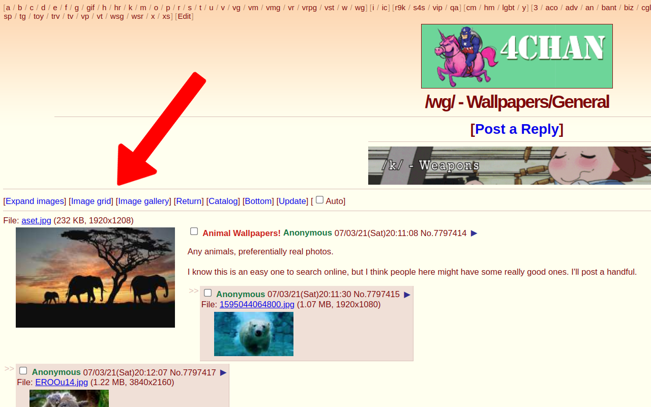 4chan gallery, slideshow, grid, expand images截图2
