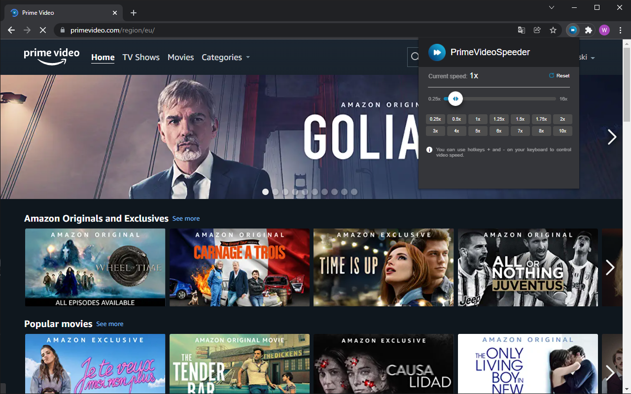 Prime Video Speeder: adjust playback speed截图1