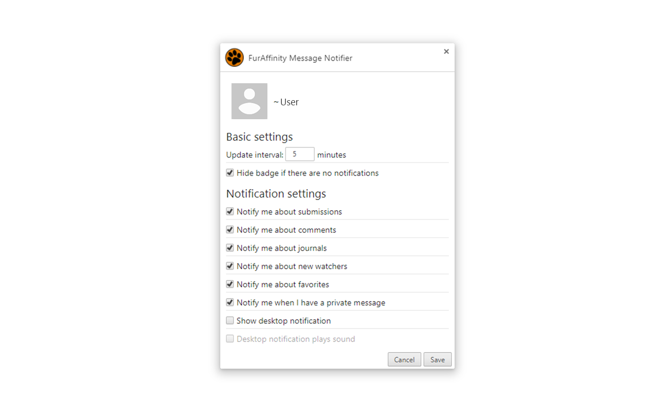 FurAffinity Message Notifier截图2