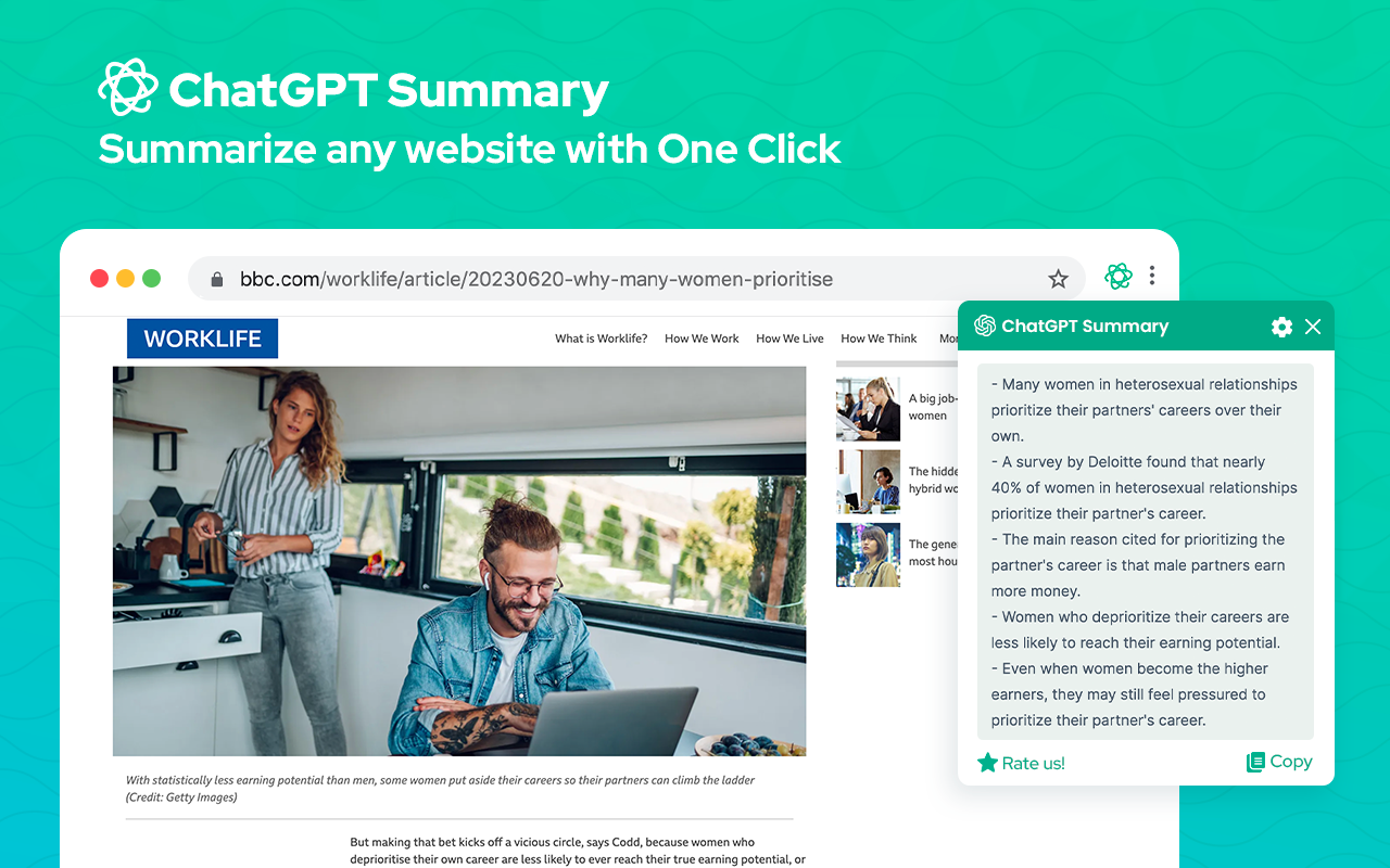 Chrome 的 ChatGPT 摘要 - OpenAI截图2