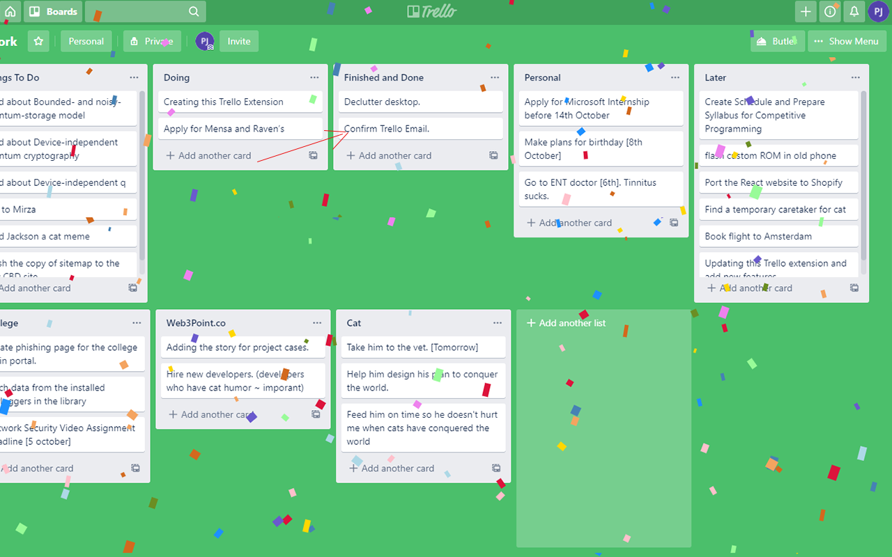 Trello Grid Layout and Confetti Extension截图2