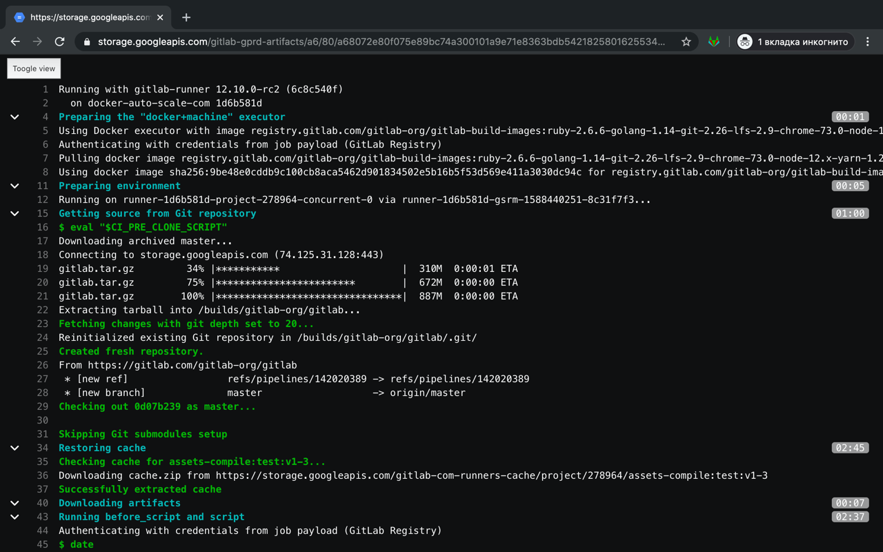GTLB CI logs viewer截图2