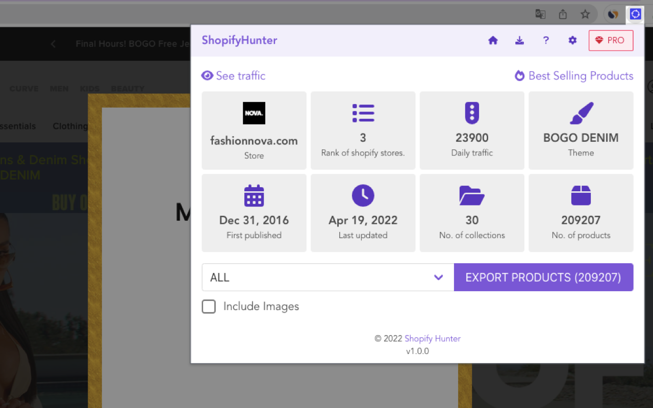Shopify猎手 - 商品抓取导出店铺跟踪分析神器截图2