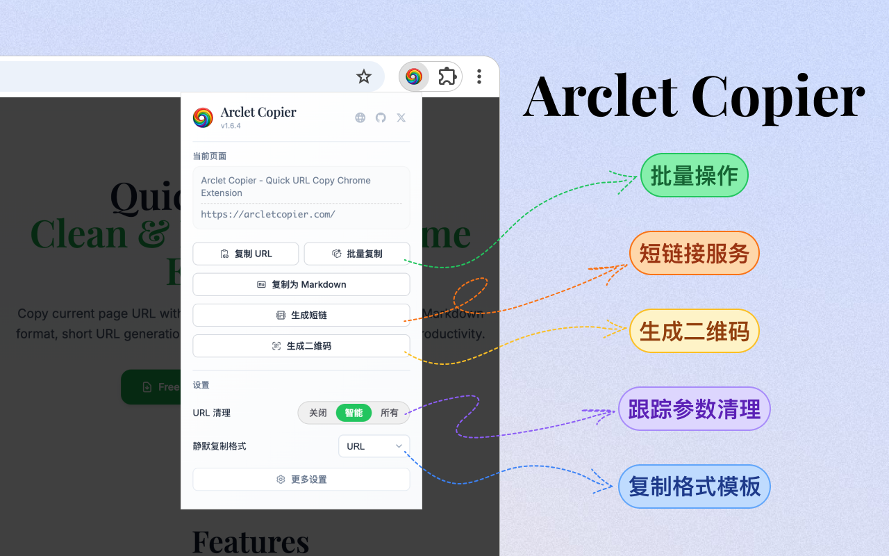 Arclet Copier - 智能URL复制与分享截图2