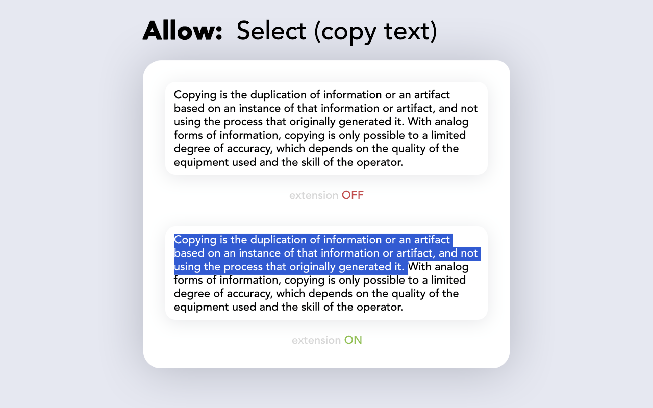 Enable right click - allow copy & select截图2