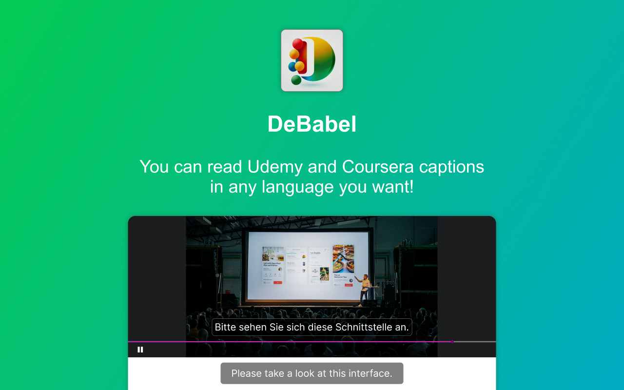 DeBabel — Auto translate for online courses截图2